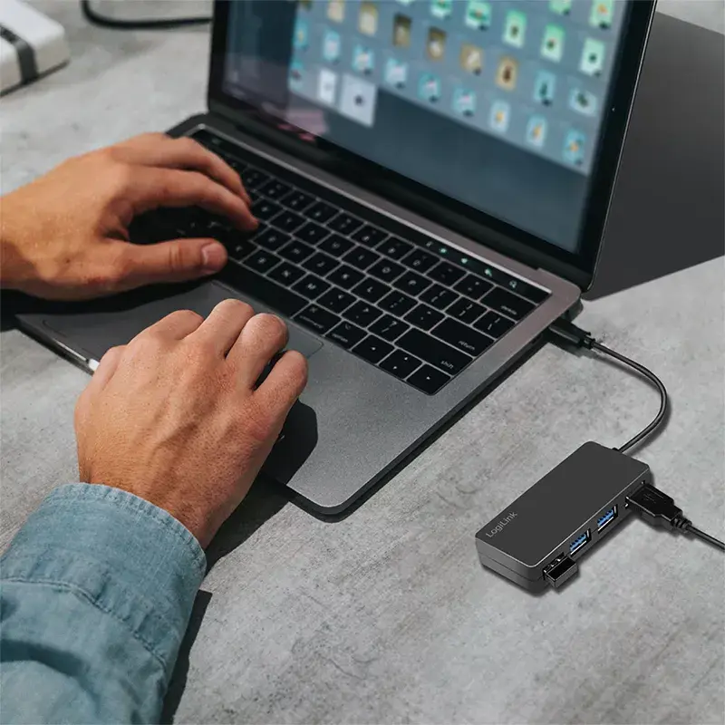 LogiLink USB 3.2 Gen1 4-porttinen keskitin musta 5000 Mbit/s ABS