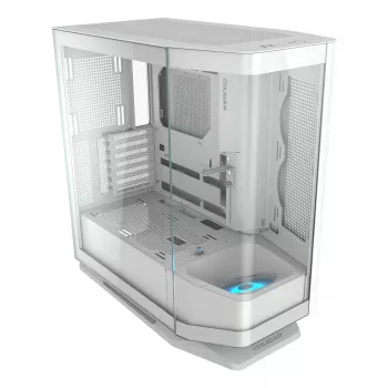 Cougar FV270 -PC-keskikotelotorni — valkoinen, tukee ATX/ EATX/ Micro-ITX, 2×3,5 inch + 2×2,5 inch, 120/140 mm tuuletin