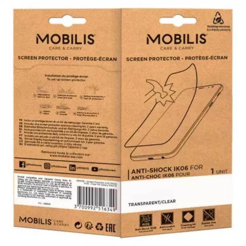 Mobilis 036255 iskunkestävä IK06-näytönsuoja Honeywell EDA52 / EDA56 / EDA57 -laitteille, kirkas