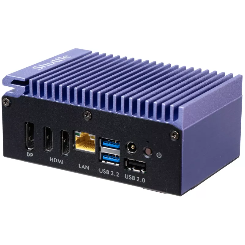 Shuttle Edge PC SPCEL12 teollinen minitietokone, Intel Celeron J6412 2 GHz, USFF 0,46 l, HDMI, DisplayPort, muistikortinlukija