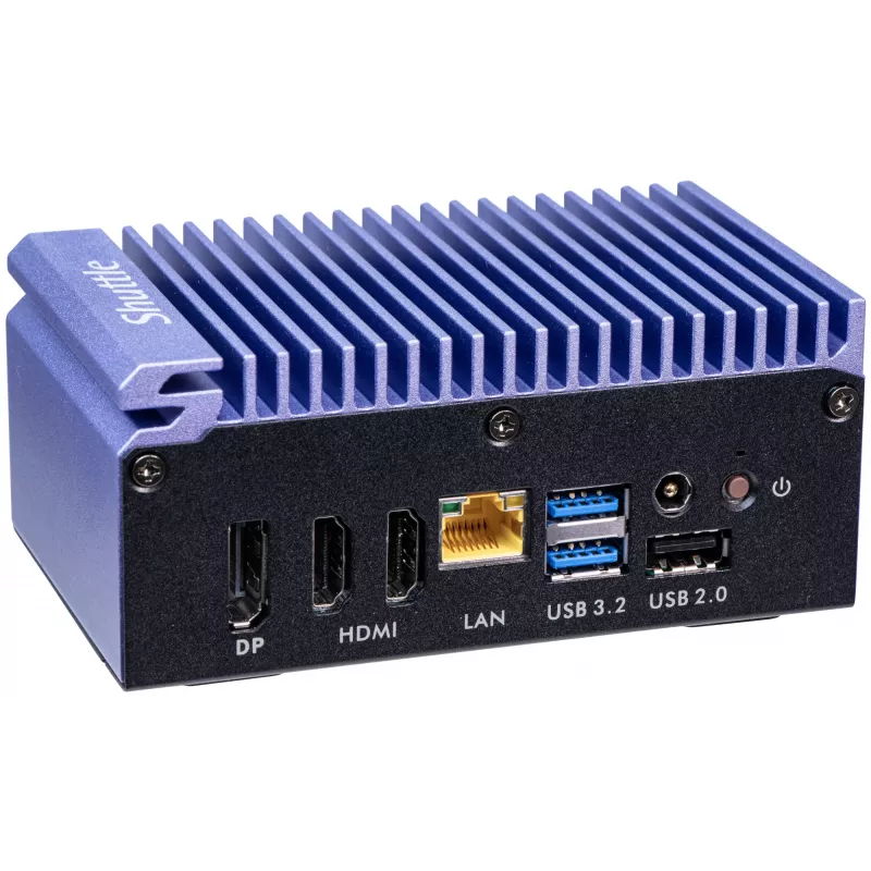 Shuttle Edge PC SPCEL12 teollinen minitietokone, Intel Celeron J6412 2 GHz, USFF 0,46 l, HDMI, DisplayPort, muistikortinlukija