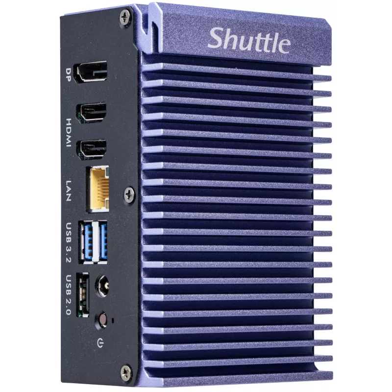 Shuttle Edge PC SPCEL12 teollinen minitietokone, Intel Celeron J6412 2 GHz, USFF 0,46 l, HDMI, DisplayPort, muistikortinlukija