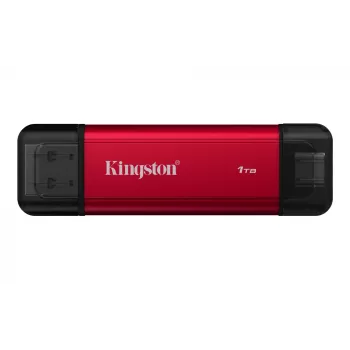Ulkoinen SSD Kingston 1 TB Dual USB-A/USB-C Portable SSD — USB 3.2 Gen 2, luku 1050 MB/s, kirjoitus 950 MB/s, musta/punainen