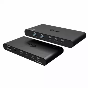 KVM-telakointiasema i-tec 2 isäntälaitteelle HDMI, USB-C-isäntäliitäntä, PD 2×100W, 4K@60Hz, 2×USB-A