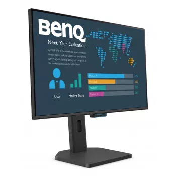 27 tuuman BenQ FHD -yritysnäyttö — 1920×1080, 5 ms, IPS-tyyppinen 178° katselukulma, mattapintainen, sisäänrakennetut kaiuttimet, VESA, korkeussäädettävä