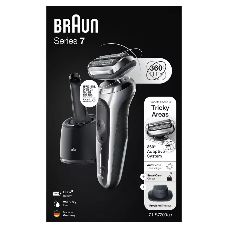 Kalenteriterä Braun Series 7 71-S7200c musta hopea litiumioni 50 min