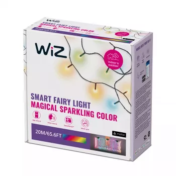 WiZ Fairy Light 20M, älykäs valosarja, Wi-Fi/Bluetooth, musta, Wi-Fi 4 (802.11n), 802.11b, 802.11g, LED, muovi