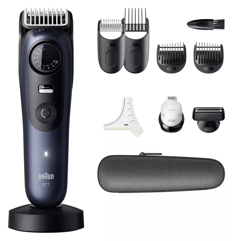 Partatrimmeri Braun BeardTrimmer 7 BT7540 0,5–20 mm paristokäyttöinen musta sininen