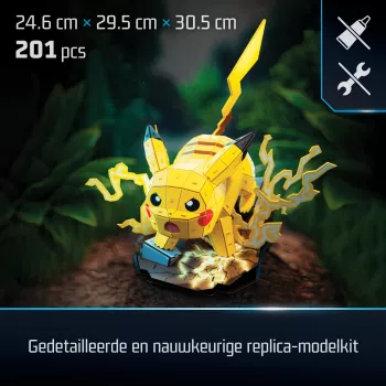 4D Build, Pokémon Pikachu 3D-rakennussarja, Pokémon-figuuri, Kanto First Partner Collection, työpöytäkoriste, 201 osaa, yli 12-vuotiaille lapsille