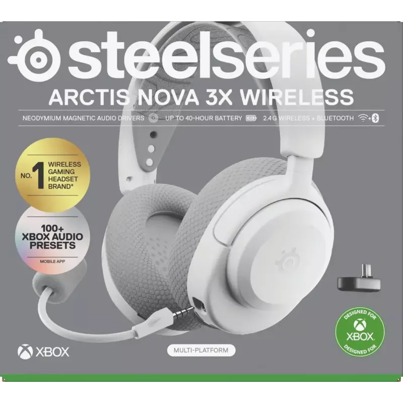 SteelSeries Arctis Nova 3X langaton kuulokemikrofoni, Xbox, valkoinen