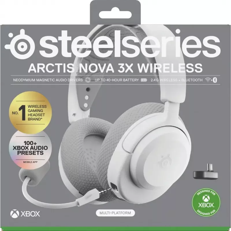 SteelSeries Arctis Nova 3X langaton kuulokemikrofoni, Xbox, valkoinen