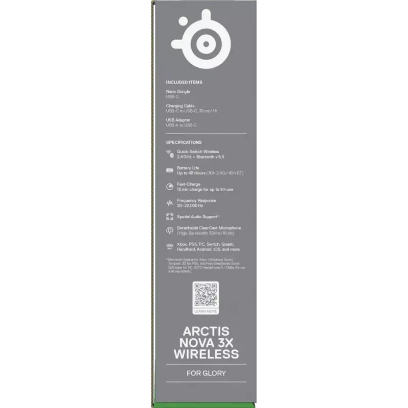 SteelSeries Arctis Nova 3X langaton kuulokemikrofoni, Xbox, valkoinen