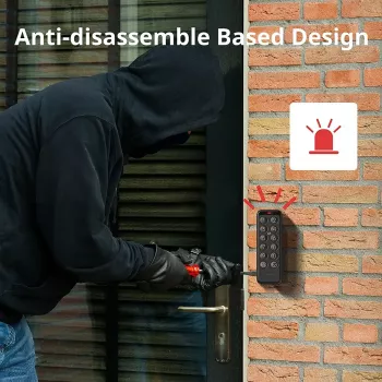 Älykäs ovilukko SwitchBot Keypad Touch — koodi- ja sormenjälkitunnistus, musta, CR123A-paristot, langaton, 38×36×112 mm