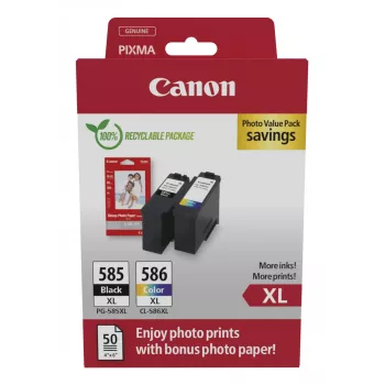Canon PG-585XL/CL-586 PVP mustekasetti 2 kpl alkuperäinen High (XL) Yield musta, syaani, magenta, keltainen