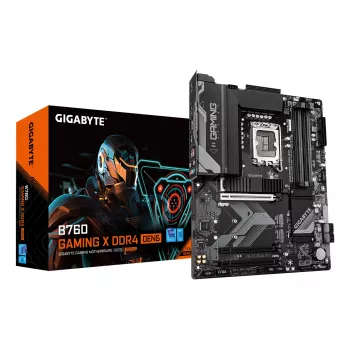 GIGABYTE B760 GAMING X DDR4 GEN5 emolevy – tukee Intel Core 14. sukupolven suorittimia, 8+1+1 vaihe VRM, jopa 5333 MHz DDR4 (OC), 3x PCIe 4.0 M.2, 2,5 GbE LAN, USB 3.2 Gen 2