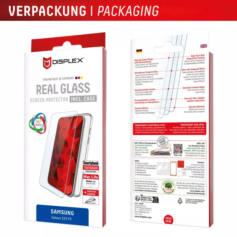 Displex Real Glass + kotelo -sarja Samsung Galaxy S25 FE:lle, 02204