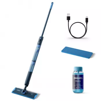 Philips 5000 series OneUp Electric Mop, langaton siivousmoppi, 0,178 L, sininen, 0,281 L, 70 min, 350 mm
