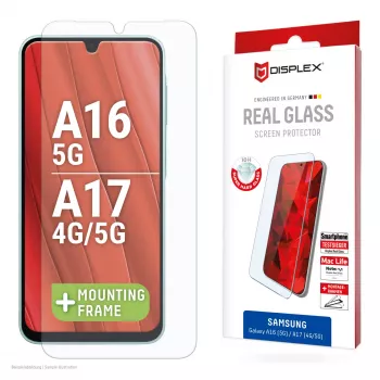 Displex näytönsuoja (10H) Samsung Galaxy A17 (4G/5G)/A16, Eco-asennuskehys, naarmuuntumaton