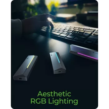ICY BOX M.2 SATA/NVMe SSD-kotelo USB 3.2 Gen 2 Type-C ja RGB-valaistus