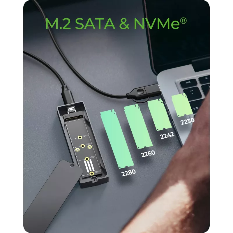 ICY BOX M.2 SATA/NVMe SSD-kotelo USB 3.2 Gen 2 Type-C ja RGB-valaistus