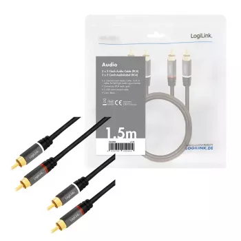 Audiokaapeli LogiLink CA1203 1,5 m 2x RCA musta