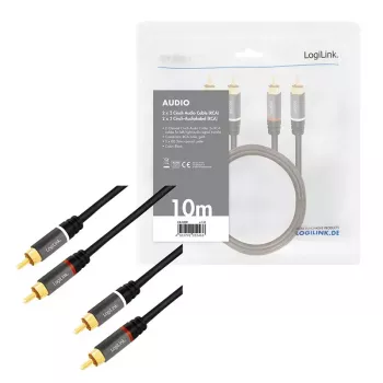 Audiokaapeli LogiLink CA1209 10m 2xRCA musta