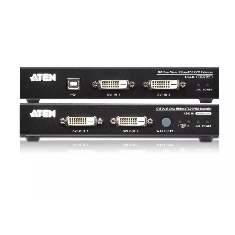ATEN USB 2.0 DVI Dual View HDBaseT 2.0 KVM-jatko audio ja RS232 (150 m)