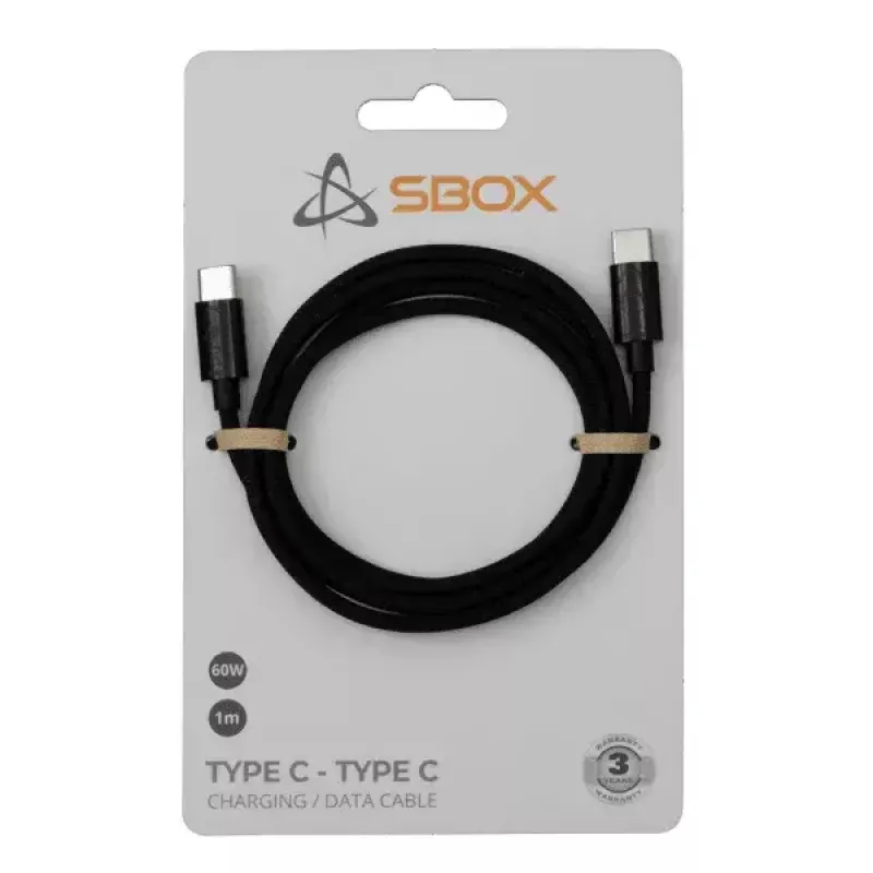 SBOX KAAPELI USB TYP C -> USB TYP C M/M 1M musta 60W