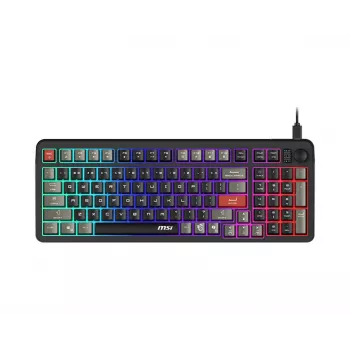 Näppäimistö MSI Forge GK110 – täysikokoinen (100 %), USB johdollinen, QWERTY US-englanti, kalvokytkin, RGB-taustavalo, 97 näppäintä, musta