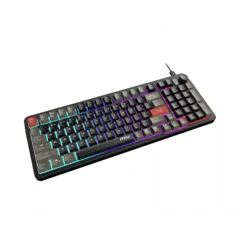 Näppäimistö MSI Forge GK110 – täysikokoinen (100 %), USB johdollinen, QWERTY US-englanti, kalvokytkin, RGB-taustavalo, 97 näppäintä, musta