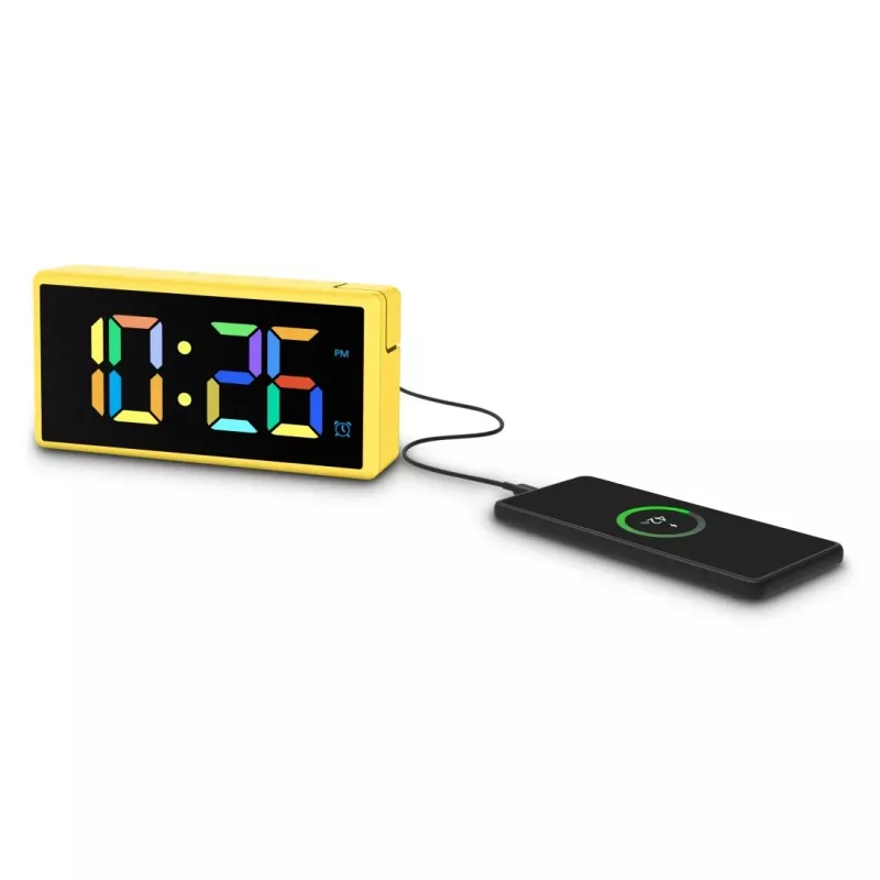 Digitaalinen herätyskello Hama Ibiza keltainen LCD paristo USB