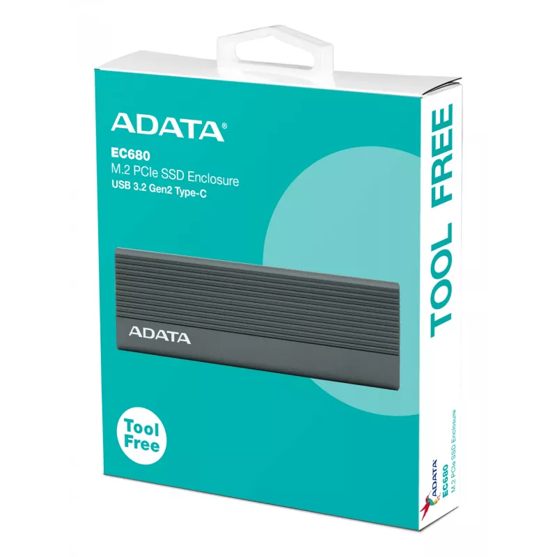 SSD-kotelo ADATA EC680 harmaa M.2 USB Type-C PCIe