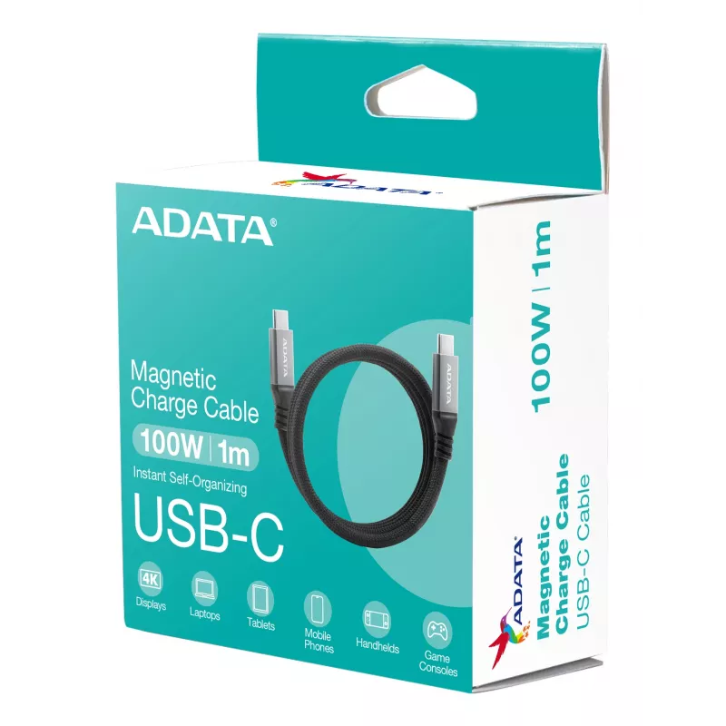 USB C - USB C datakaapeli ADATA CACCU3-100W-100AN-BK — USB 3.2 Gen 2 (10 Gbit/s), 1 m, musta