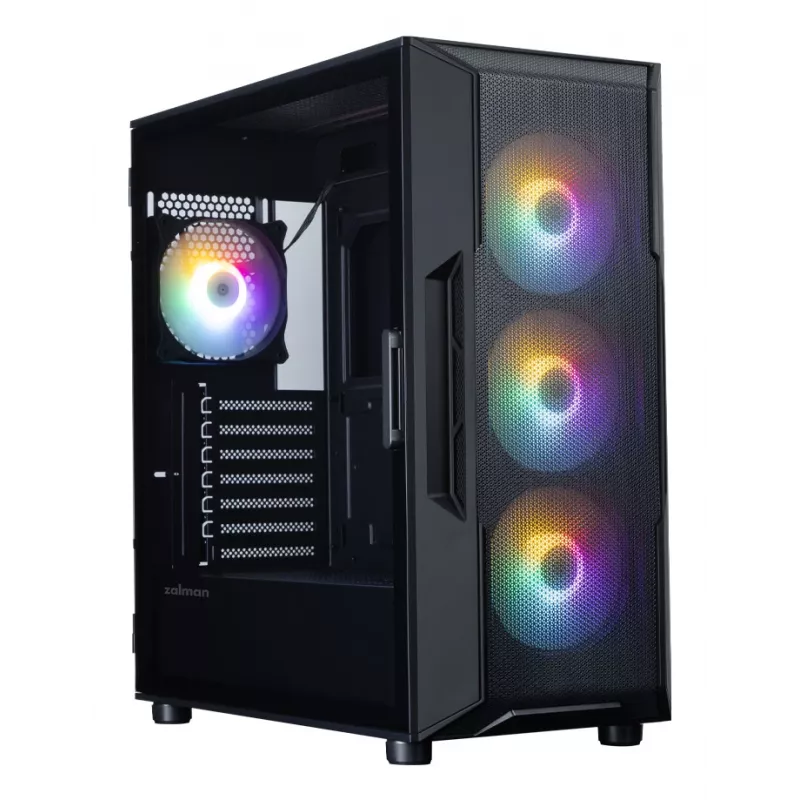 ZALMAN Mid-Tower-PC-kotelo I3 NEO V2, musta, 4x RGB-tuuletinta, ATX/microATX-tuki
