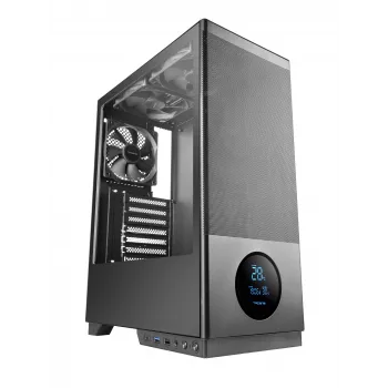 TACENS tietokonekotelo 2SAGITTA20 Midi Tower, karkaistu lasi, ATX/Micro-ITX/Mini-ITX, 1x3,5 tuumaa + 2x2,5 tuumaa, LED, tuuletin esiasennettu