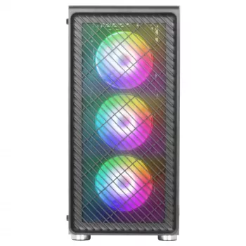 Mars Gaming MC-F musta, ATX-pelikotelo puolitorni, karkaistu lasi sivupaneeli, metalliverkko etupaneeli, 4x 120mm ARGB-tuuletinta