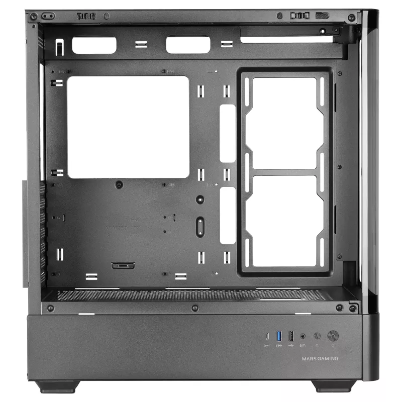 PC-kotelo TACENS Mars Gaming MCLCDPRO Midi Tower – musta, IPS 7,2 tuuman näyttö, virtalähde alhaalla, ATX/Micro‑ATX/Mini‑ITX tuki