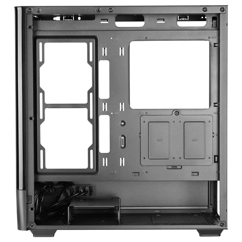 PC-kotelo TACENS Mars Gaming MCLCDPRO Midi Tower – musta, IPS 7,2 tuuman näyttö, virtalähde alhaalla, ATX/Micro‑ATX/Mini‑ITX tuki
