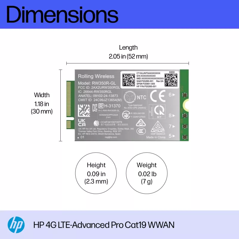 HP 4G LTE-Advanced Pro Cat19 WWAN sisäinen langaton moduuli B8BD3AA