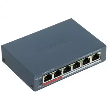 Hikvision DS-3E1106P-EI -verkkokytkin — 6-porttinen PoE Ethernet-kytkin, hallitsematon, 10/100 Mbit/s