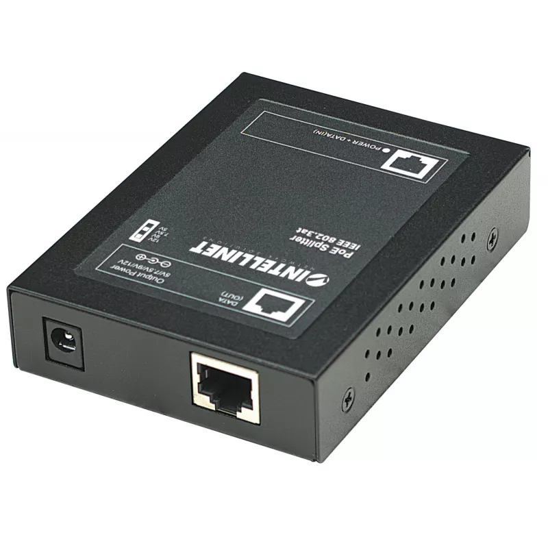 Intellinet Power over Ethernet (PoE+) -jakaja, IEEE802.3at, 5, 7.5, 9 tai 12 V DC lähtöjännite