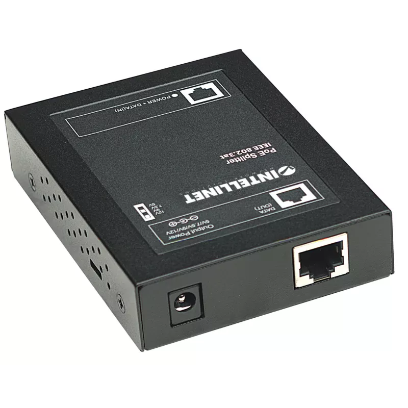 Intellinet Power over Ethernet (PoE+) -jakaja, IEEE802.3at, 5, 7.5, 9 tai 12 V DC lähtöjännite