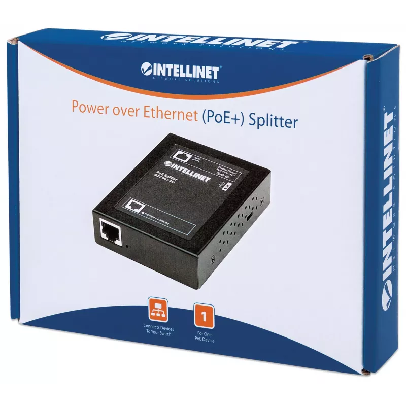 Intellinet Power over Ethernet (PoE+) -jakaja, IEEE802.3at, 5, 7.5, 9 tai 12 V DC lähtöjännite