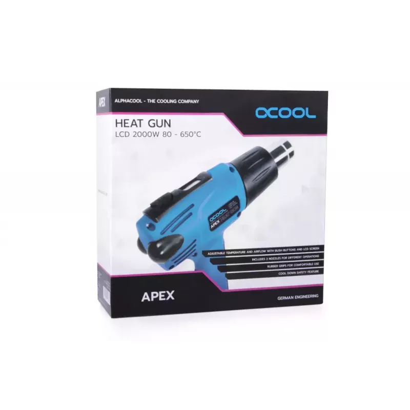 Kuumailmapuhallin Alphacool 10178 650 °C 2000 W musta sininen