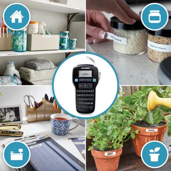 DYMO LabelManager 160 tarratulostin aloituspakkaus 3 rullalla D1-tarranauhaa | käsikäyttöinen tarratulostin | QWERTY-näppäimistö | ihanteellinen toimistoon tai kotiin