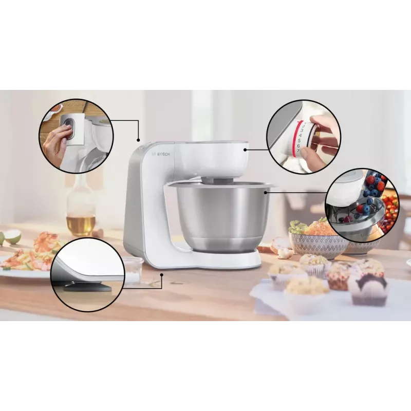 Yleiskone Bosch Serie 4 MUM58200 — 1000 W, 3,9 L ruostumaton teräskulho, valkoinen
