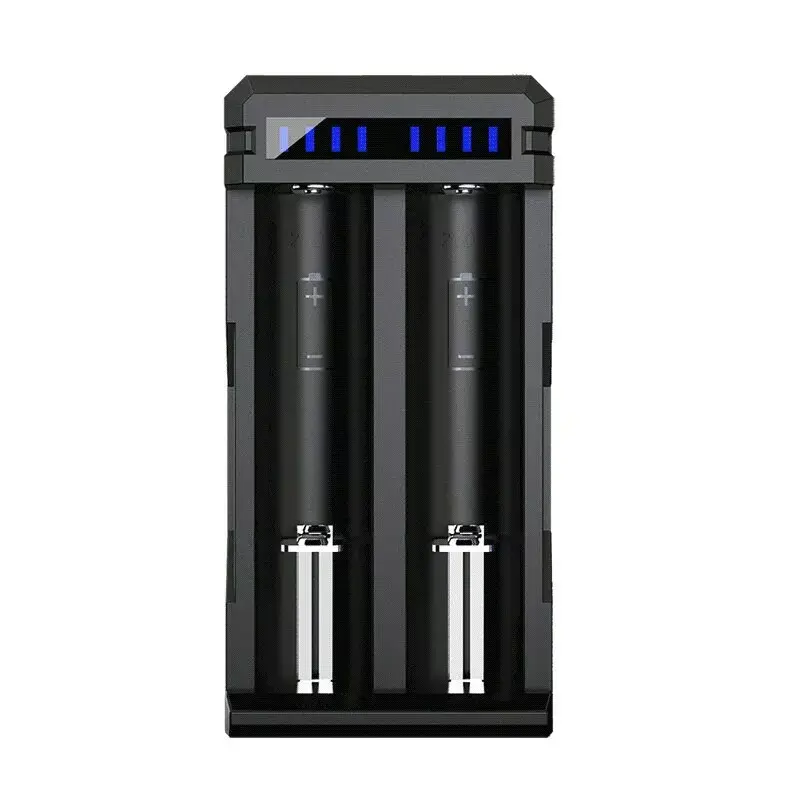 Laturi XTAR SC2 Li-Ion 18650 USB-C 2 paikkaa, USB-C-virtalähde, LED-merkkivalot, musta