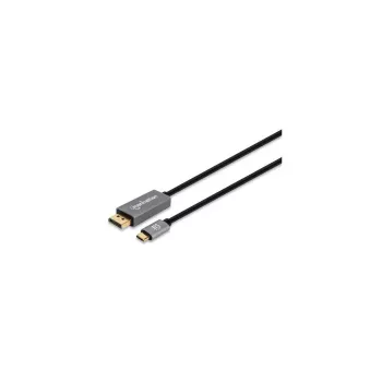Manhattan USB-C - DisplayPort 1.4 -kaapeli, 8K@60Hz, 3 m, uros - uros, ei kaksisuuntainen, musta, kolmen vuoden takuu