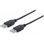 Manhattan USB-A - USB-A -kaapeli, 1 m, uros - uros, 480 Mbit/s (USB 2.0), Hi-Speed USB, musta, elinikäinen takuu, vastaa USB2AA1M.