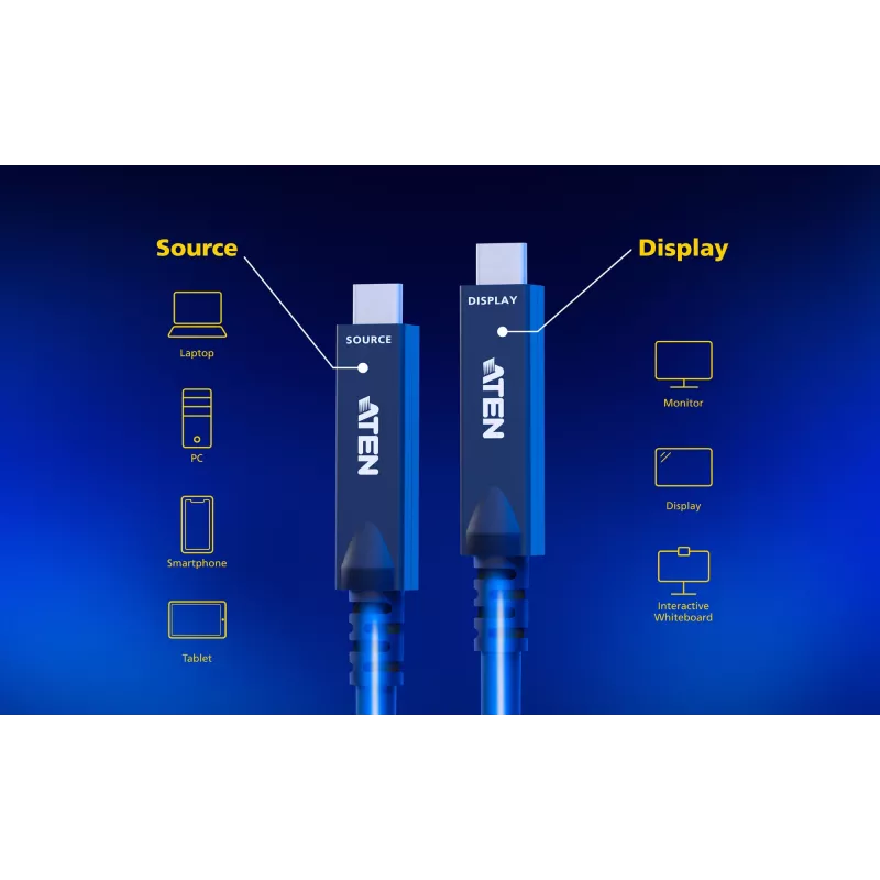 USB-C-AOC-kaapeli ATEN UE3410F-AT, 10 m, USB-C - USB-C, 10 Gbit/s, musta